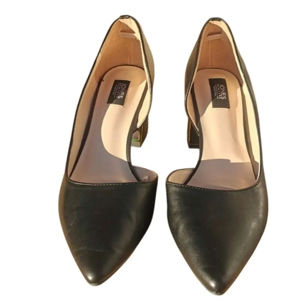 Black faux leather Pointed toe Pumps by jones NY sz 10